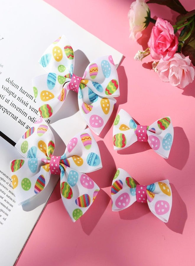Fancheer 4Pcs Easter Egg Hair Bows Baby Toddler Girls Ribbon Alligator Clips Cute Hair Accessories - Image 4